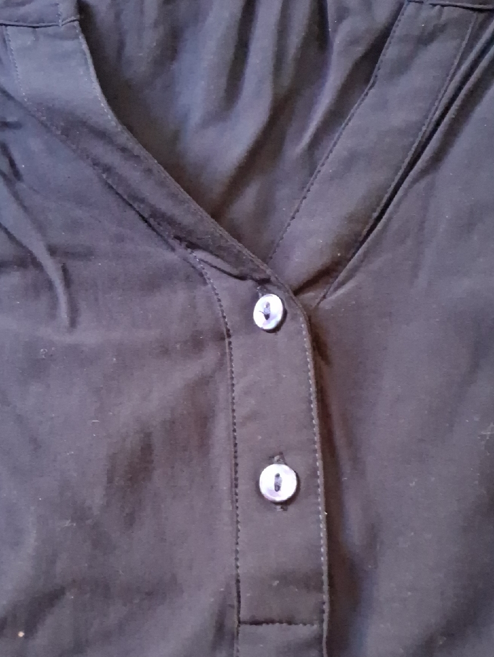Old Navy Black V-Neck Henley Button-Front Blouse - Picture 6 of 8